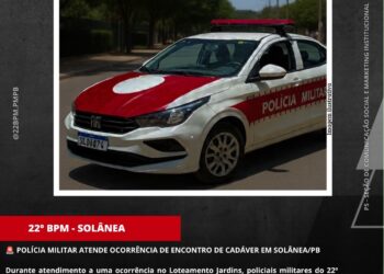 Polícia militar atende ocorrência de encontro de cadáver em Solânea,Pb